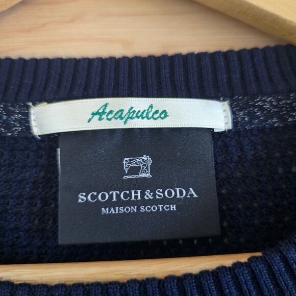 Scotch & Soda Womens Mesh Pullover Sweater Navy Size 2 Nautical Spring Summer - Picture 4 of 9